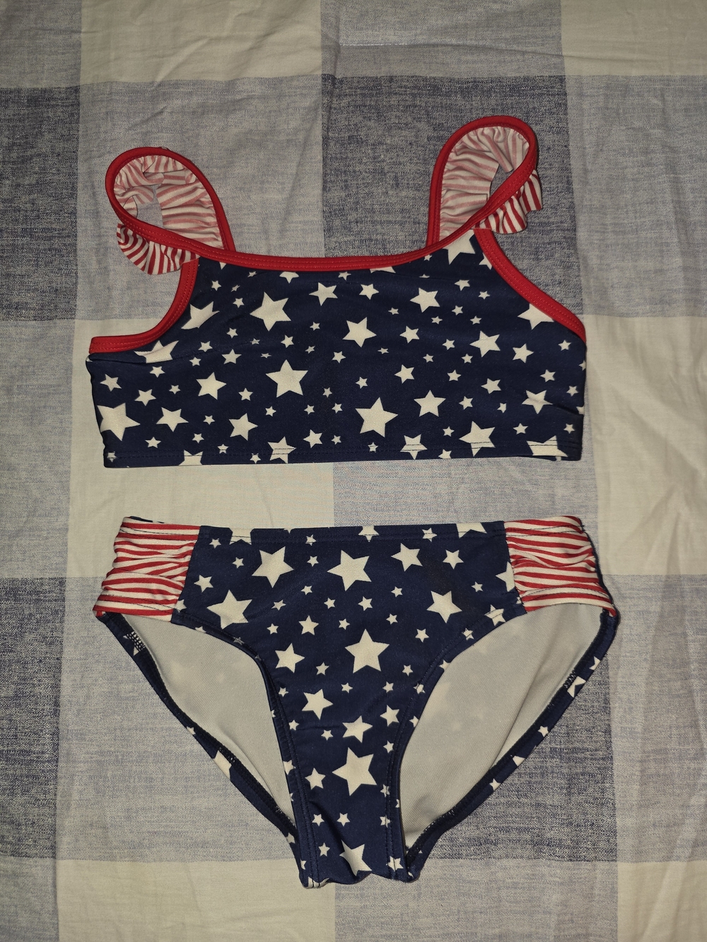 Cat & Jack Girls Navy USA Star Two-Piece Bikini Set Medium 7/8 EUC